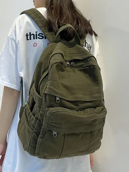 Холщовый женский рюкзак Школьная сумка для девочек Винтажные рюкзаки большой емкости для студентов колледжа Повседневный женский рюкзак для путешествий