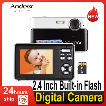Цифровая Камера Andoer 4K Видеокамера 2,4-Дюймовая Встроенная Вспышка с Картой Памяти 32 ГБ Рождественский Подарок для Детей, Подростков И Друзей