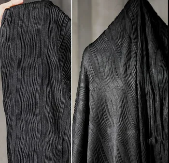 Черная полосатая текстура жаккардовая эластичная нерегулярная трикотажная ткань для одежды