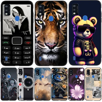 Чехол для ZTE Blade A51, задняя крышка телефона, черный чехол из ТПУ, милый медведь, тигр, лев