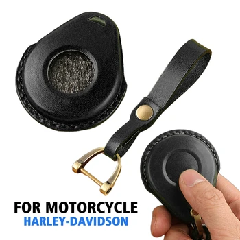 Чехол для ключей от автомобиля из кожи ручной работы, винтажный ключ для мотоцикла Harley-Davidson, брелок для ключей, кожаный чехол, брелок для ключей, черный