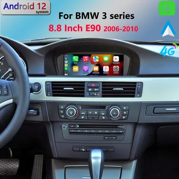 Чип Qualcomm 12,5 Дюймов Android 12 CarPlay Автомобильный Радиоприемник GPS Навигация DVD Мультимедийный Плеер Для BMW 5Series E90 CCC CIC HD Экран