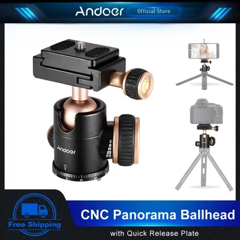 Шаровая головка панорамного штатива Andoer Q30 из алюминиевого сплава с ЧПУ вращается на 360 градусов с быстроразъемной пластиной для штатива камеры смартфона