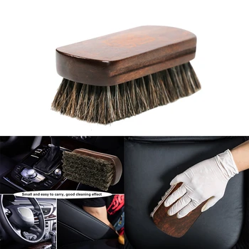 Щетка для чистки текстиля из конского волоса для салона автомобиля, мебели, сумки для одежды, щетка для полировки блеска, Автомойка и чистка