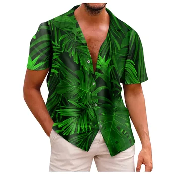Элегантные мужские рубашки с 3D-принтом, Летняя повседневная рубашка на пуговицах с коротким рукавом, модная удобная свободная рубашка С карманом, блузки