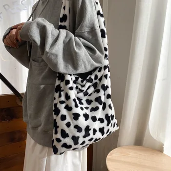 Элегантный дизайн, женские сумки-тоут с рисунком коровы, повседневная женская сумка через плечо большой емкости, простые модные женские сумки-мессенджеры