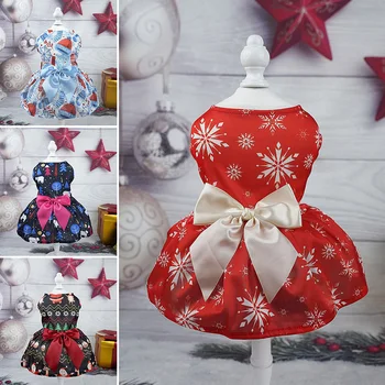 Юбки принцессы с рождественским принтом для собак, юбки для домашних животных, платье с круглым вырезом, товары для домашних животных, универсальная одежда для собак с милым принтом, мода