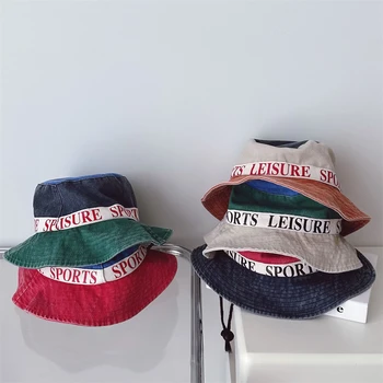 Японская детская шляпа рыбака ретро-цвета, детская уличная шляпа, альпинистская шляпа, лоскутные шляпы-ведра